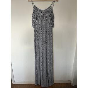 Tart Maxi Dress Stretch Ruffle Checkered Print Modal Sleeveless Size S Open Back